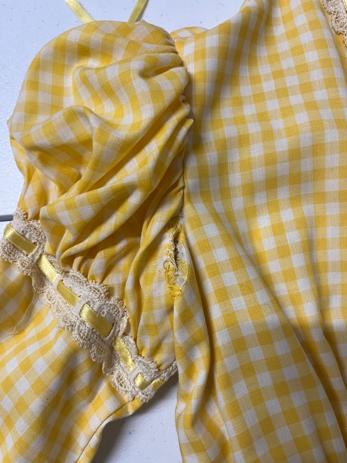 Vintage 1960s yellow Gingham Prarie Dress Size 2