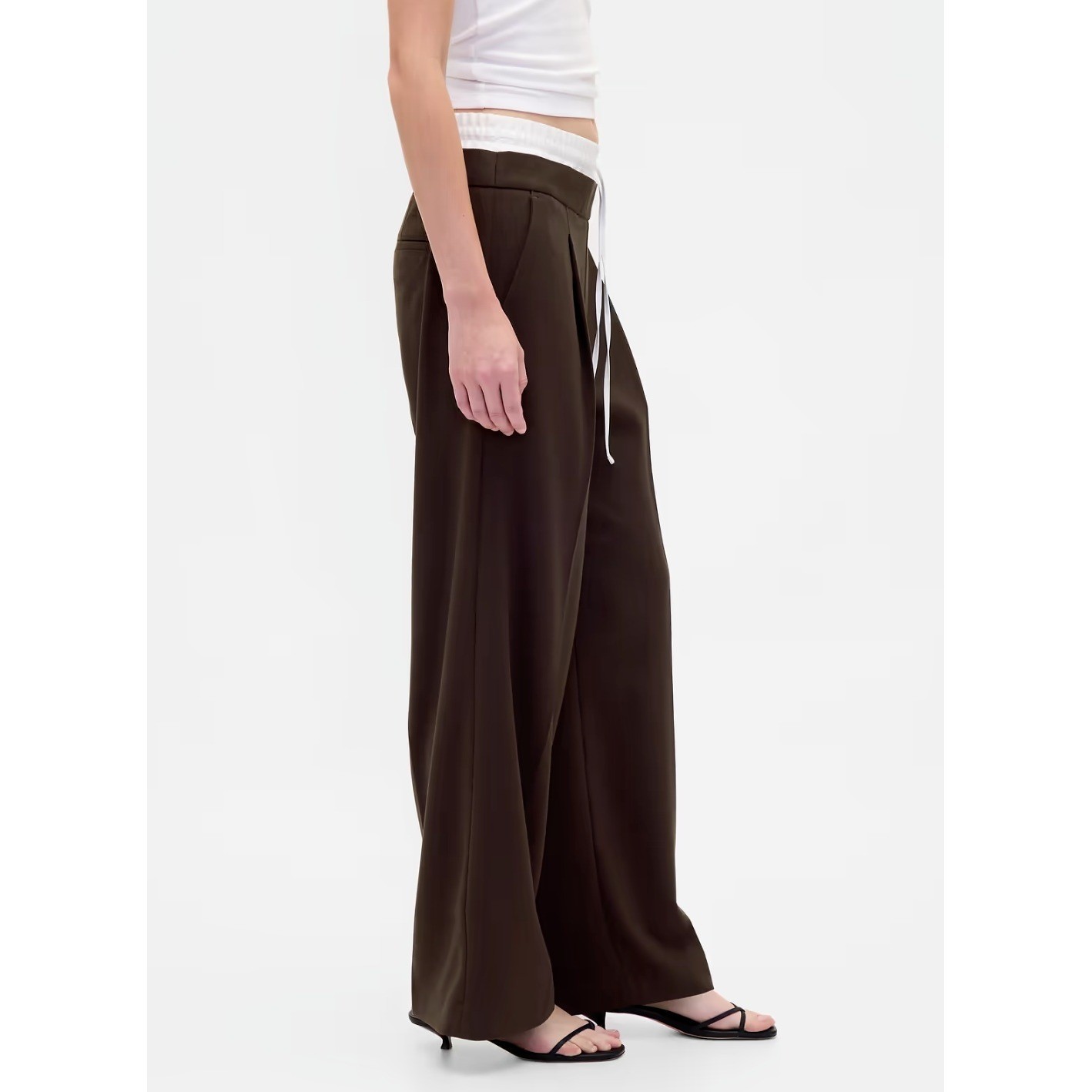 NWT Brown/White OLD NAVY Drawstring Pants Size M Tall