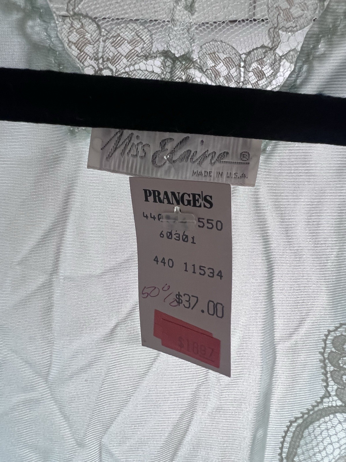 Vintage NWT Size L Miss Elaine Blue Silky SOFT Nylon Keyhole Night Robe w Lace