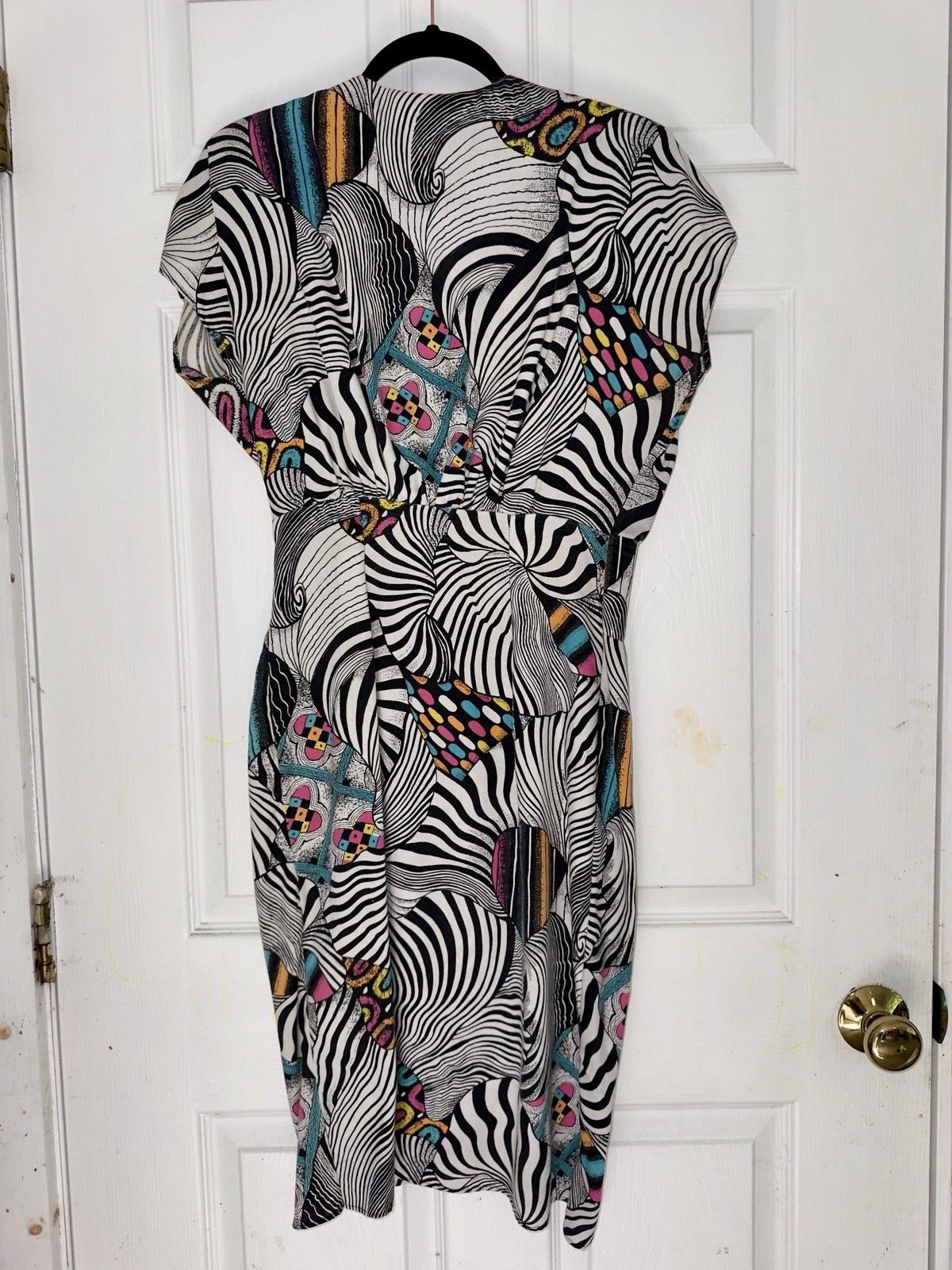 Vintage 80’s Oraré Multi Zebra Colorful Pattern Dress Semi Wrap Style