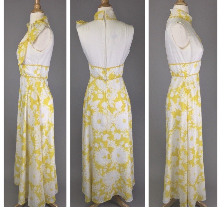 Vintage Cotton Prairie Maxi Folk Elliette Gown Belle Boho Festival Mod Dress S 8