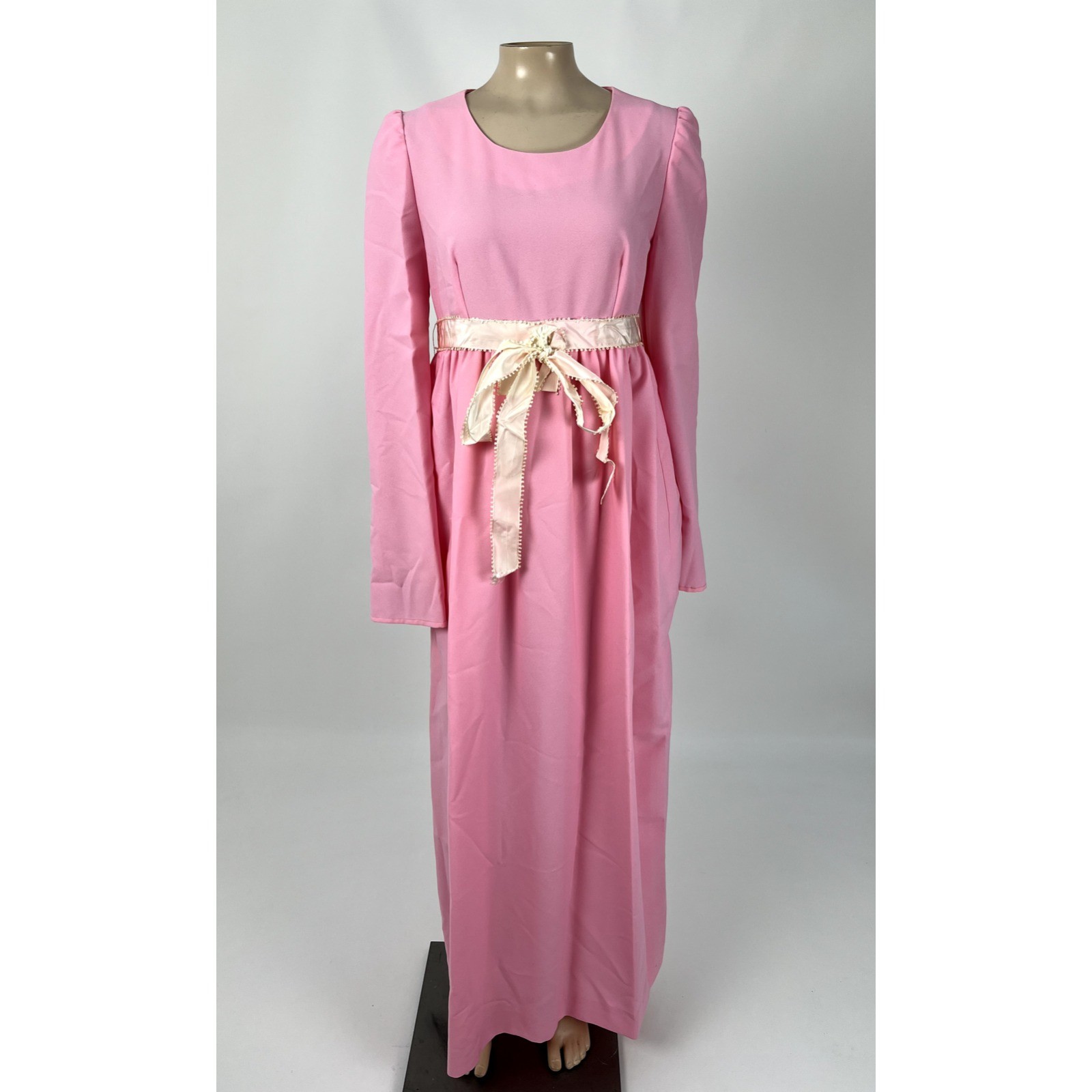 Vintage 70’s Handmade Women’s Dress Bell Sleeves Polyester Maxi Bridesmaid I4-20