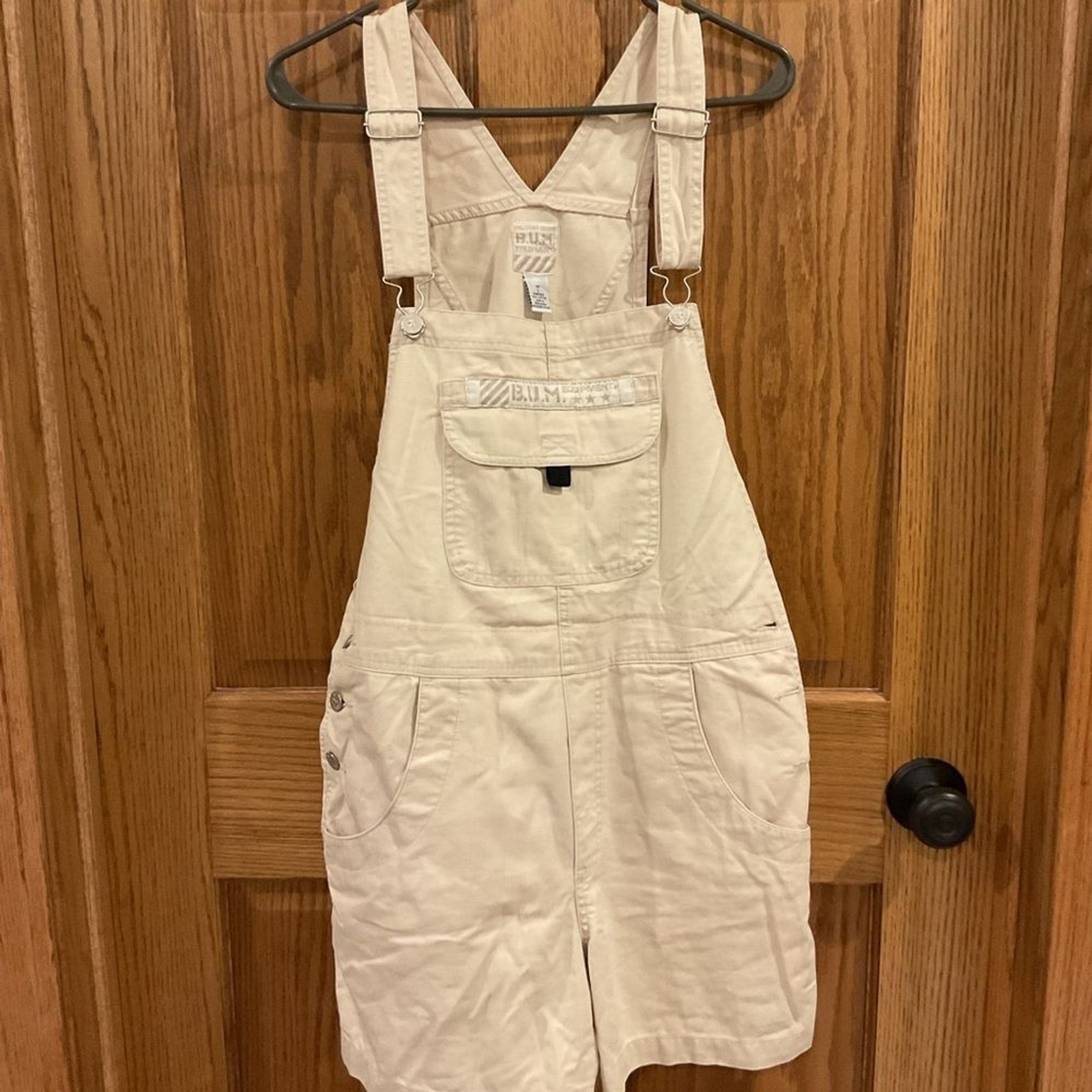B.U.M. Equipment Military Issue Utility Shortall Romper Overalls Beige L Vintage