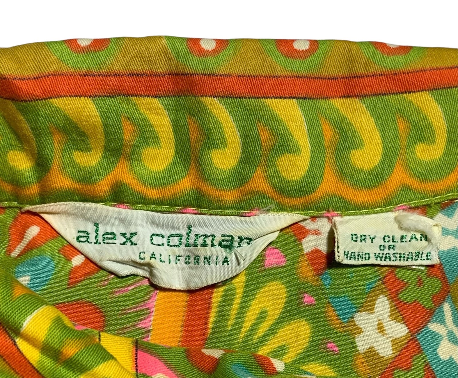 ALEX COLMAN Vintage 60s/70s Women’s Psychedelic Print Cotton Blouse Shirt – Sz L