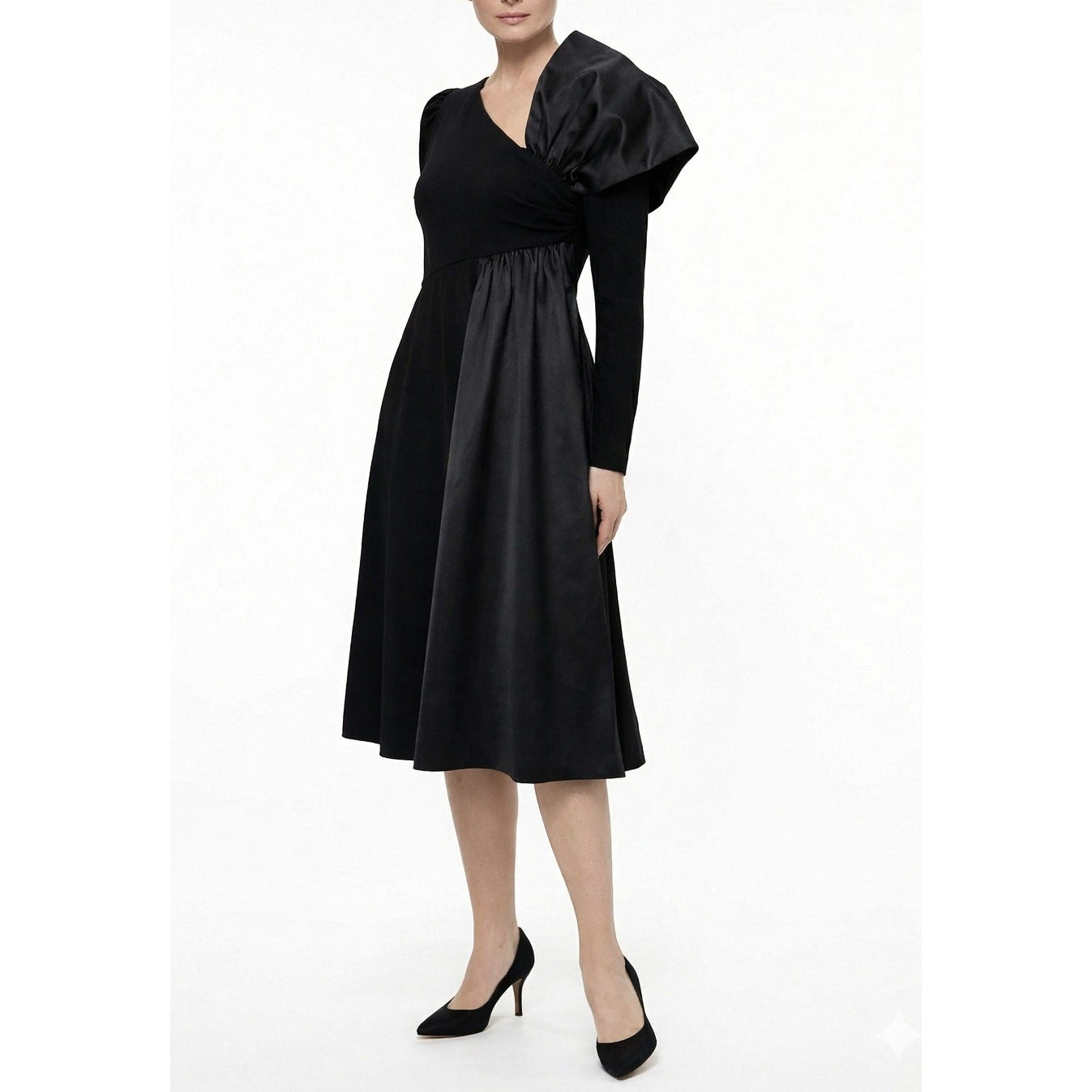 VTG 1960s Mollie Parnis Little Black Dress Avant-Garde Bow Asymmetrical XS