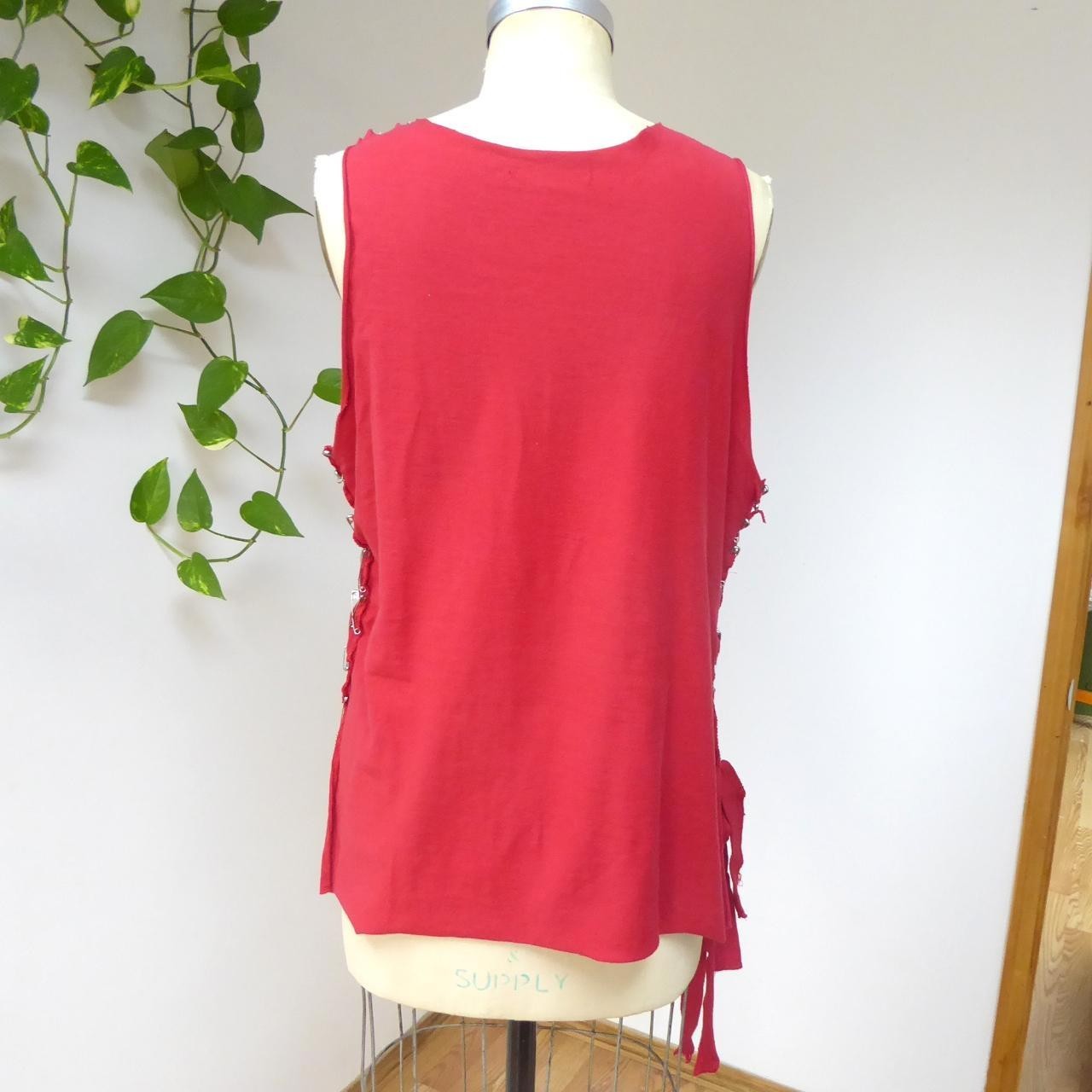 Vintage 2000s Y2K Red handmade distressed safety pin tank top punk rocker sz XL