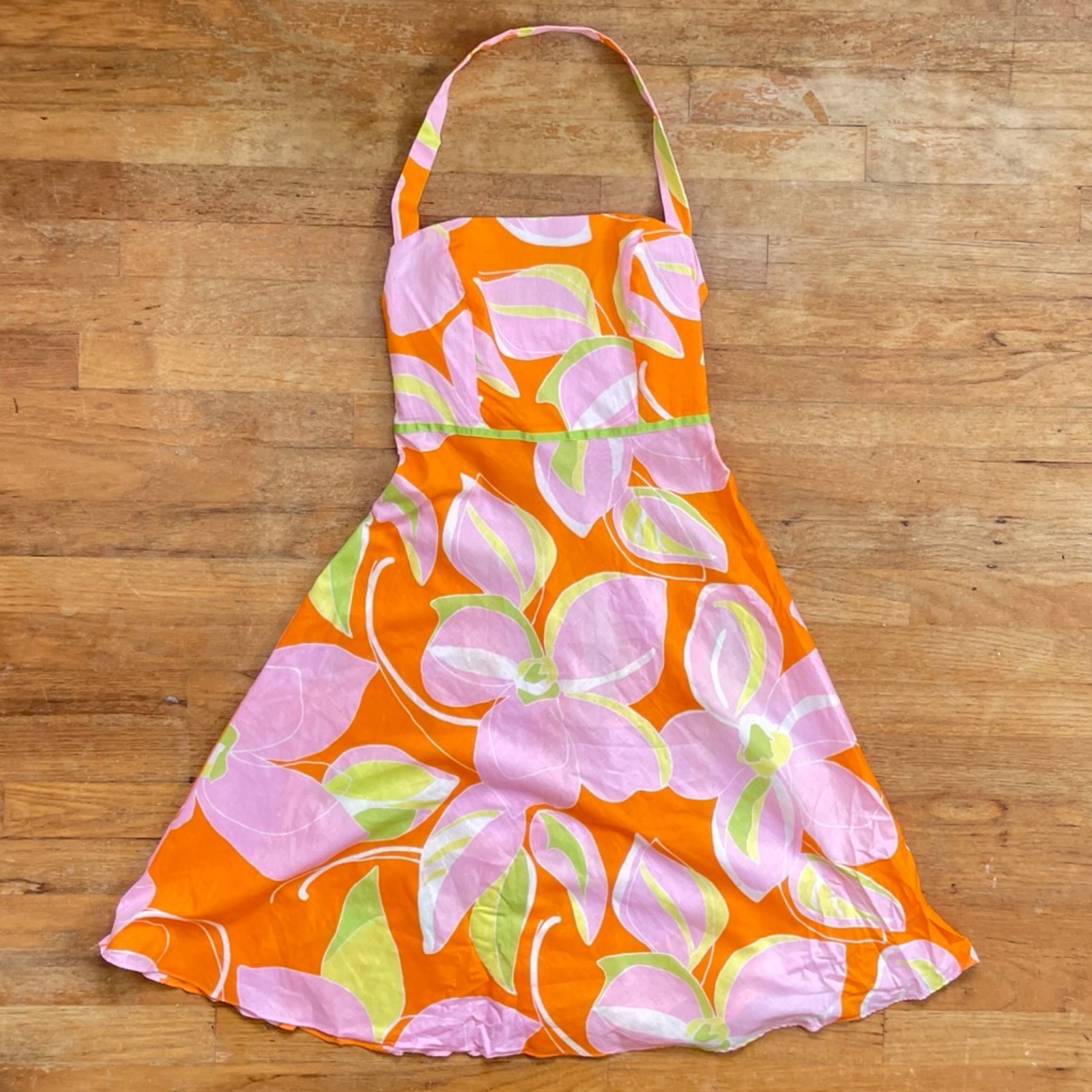 Vintage Floral Cotton Dress Size Small 1990s Cotton Sleeveless Halter Sundress