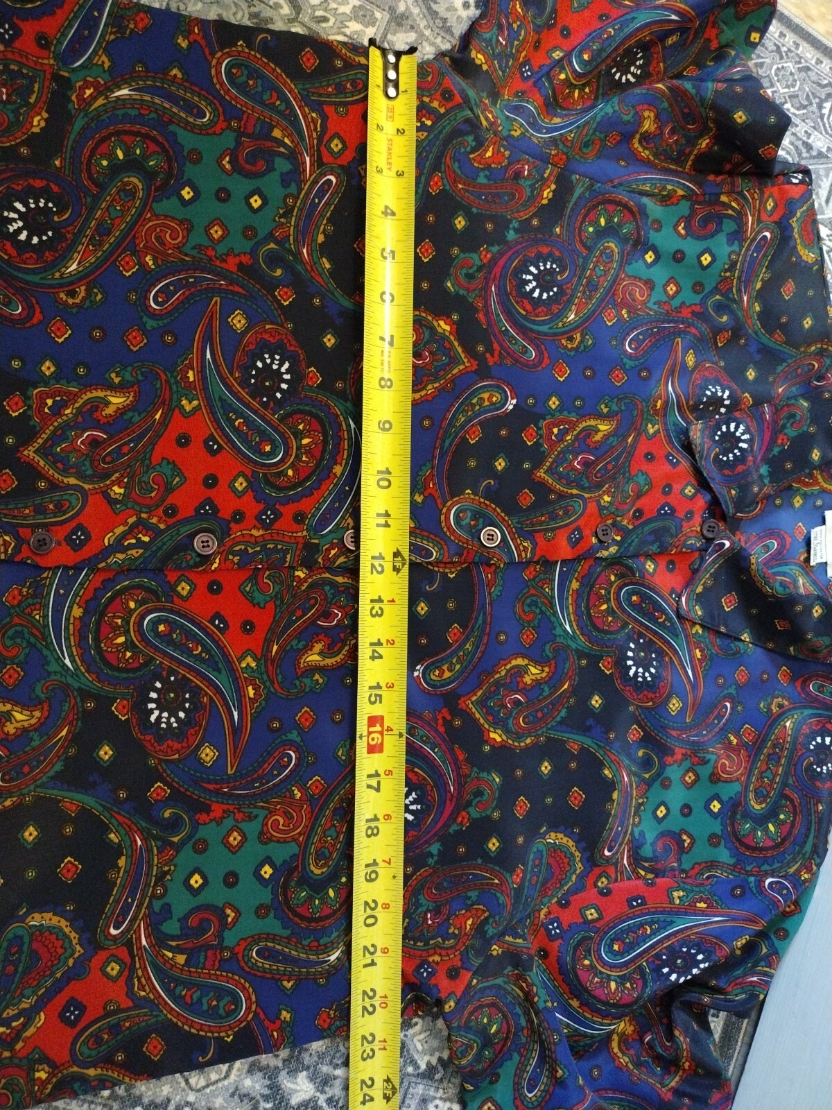 Vtg 70s Sara Stephen Polyester Shirt Button Loud Psychedelic Paisley Mulitcolor