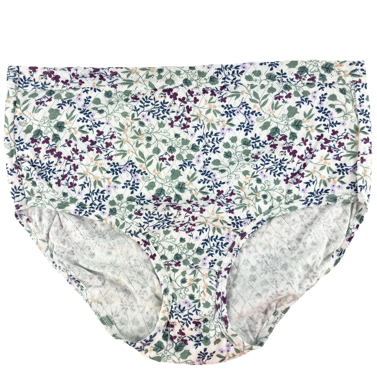 Jockey Panties Floral Stretch High Waist Briefs Size 7 Large Cotton Vintage