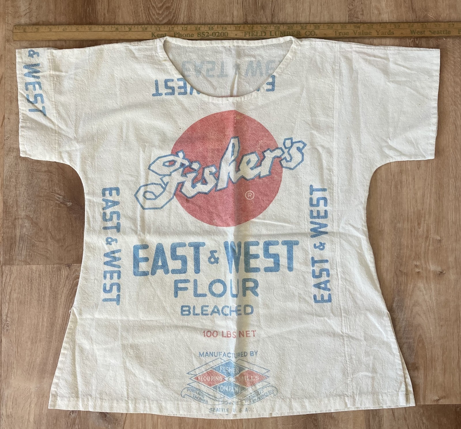 Vintage 70’s Fisher’s Pop Art Flour Sack Shirt Top UNISEX CLEAN! Handmade