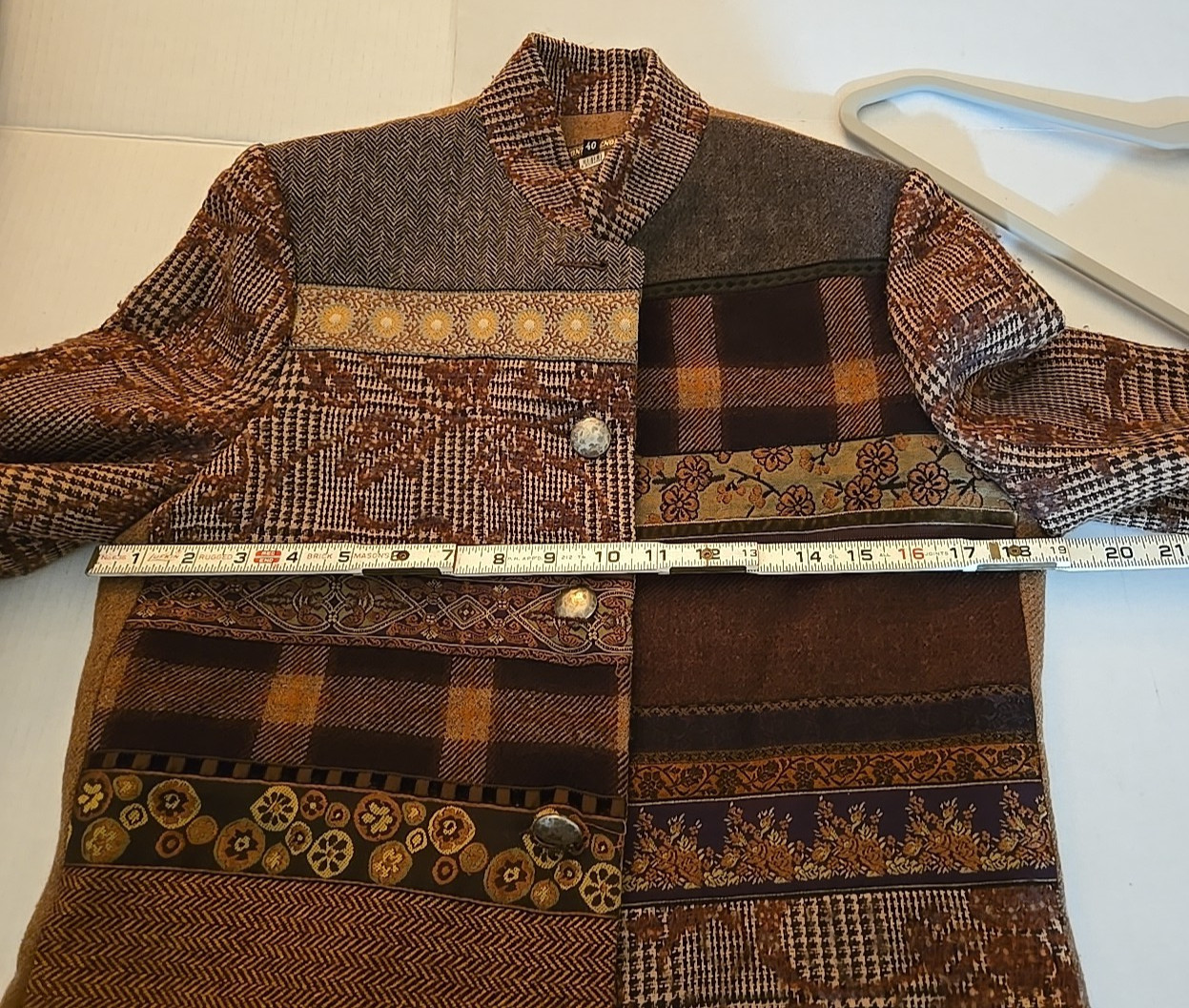 La Bonne Renommee Wool Patchwork Jacket Paris Size 40 Euro Eclectic Vintage