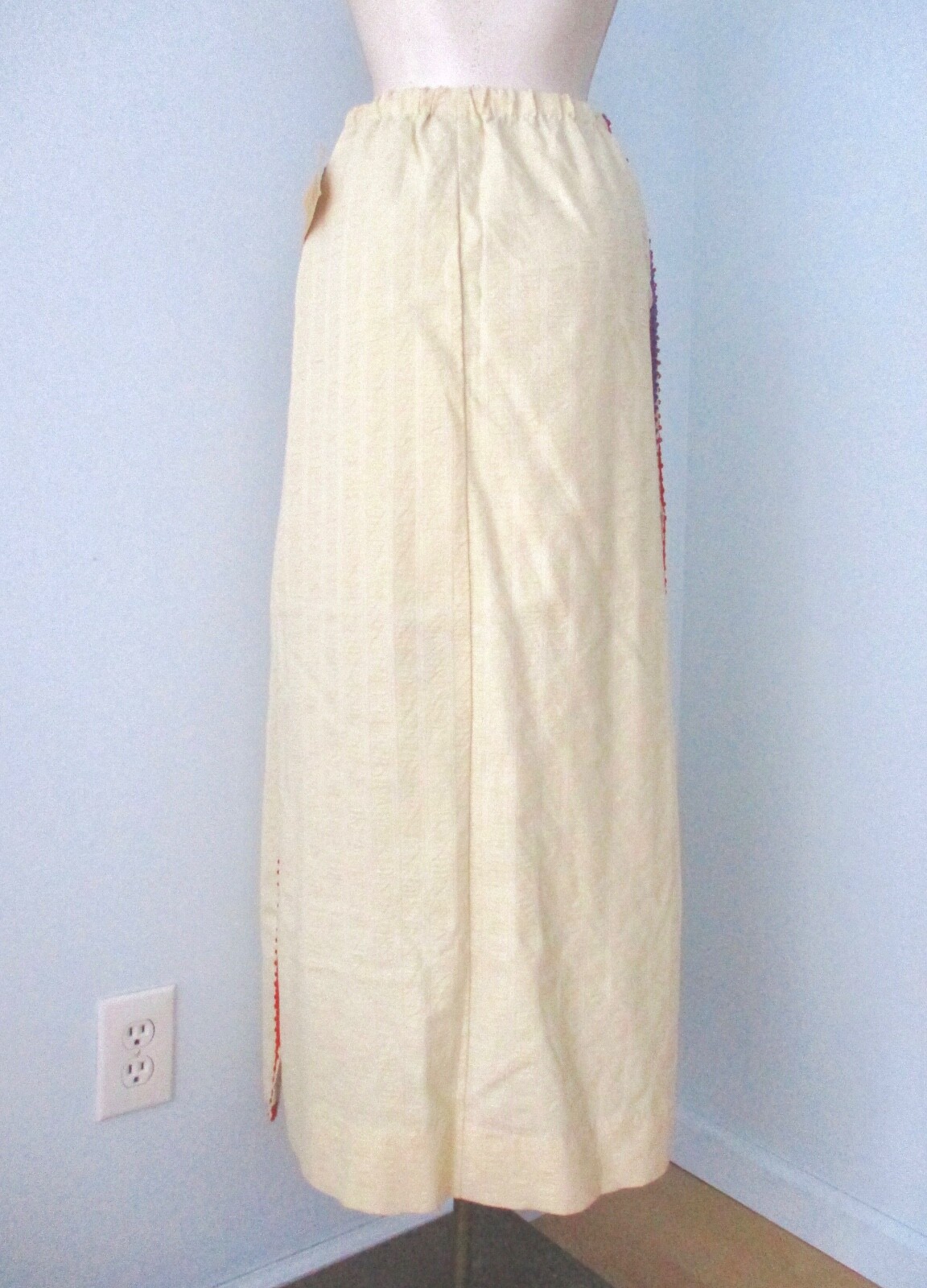NOS Vtg 60s mod Junior House muslin seersucker stripe maxi skirt rick rack 13 14