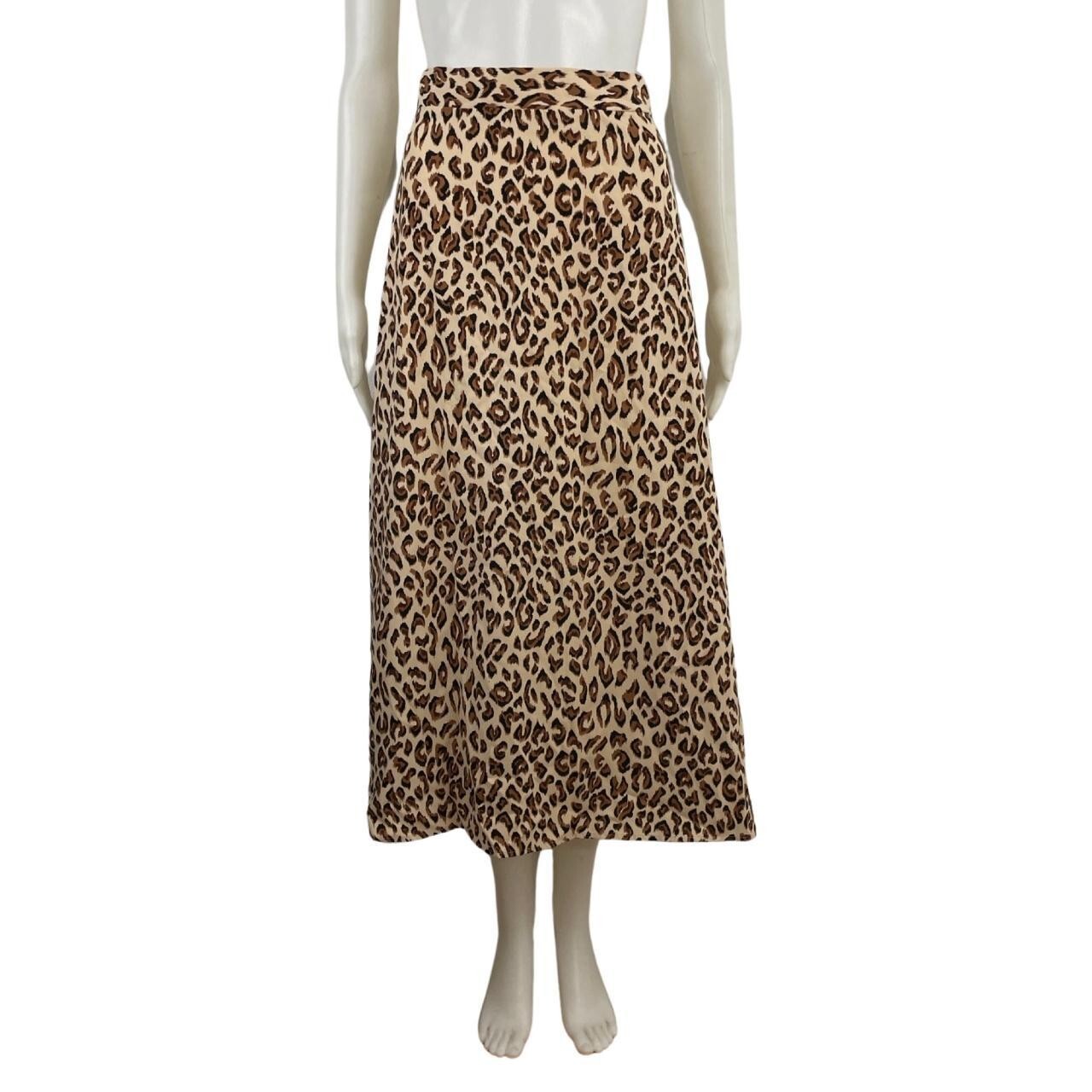 Vintage Leopard Maxi Skirt Size 2X (20W) 35-37″ Waist 1990s Animal Print Long