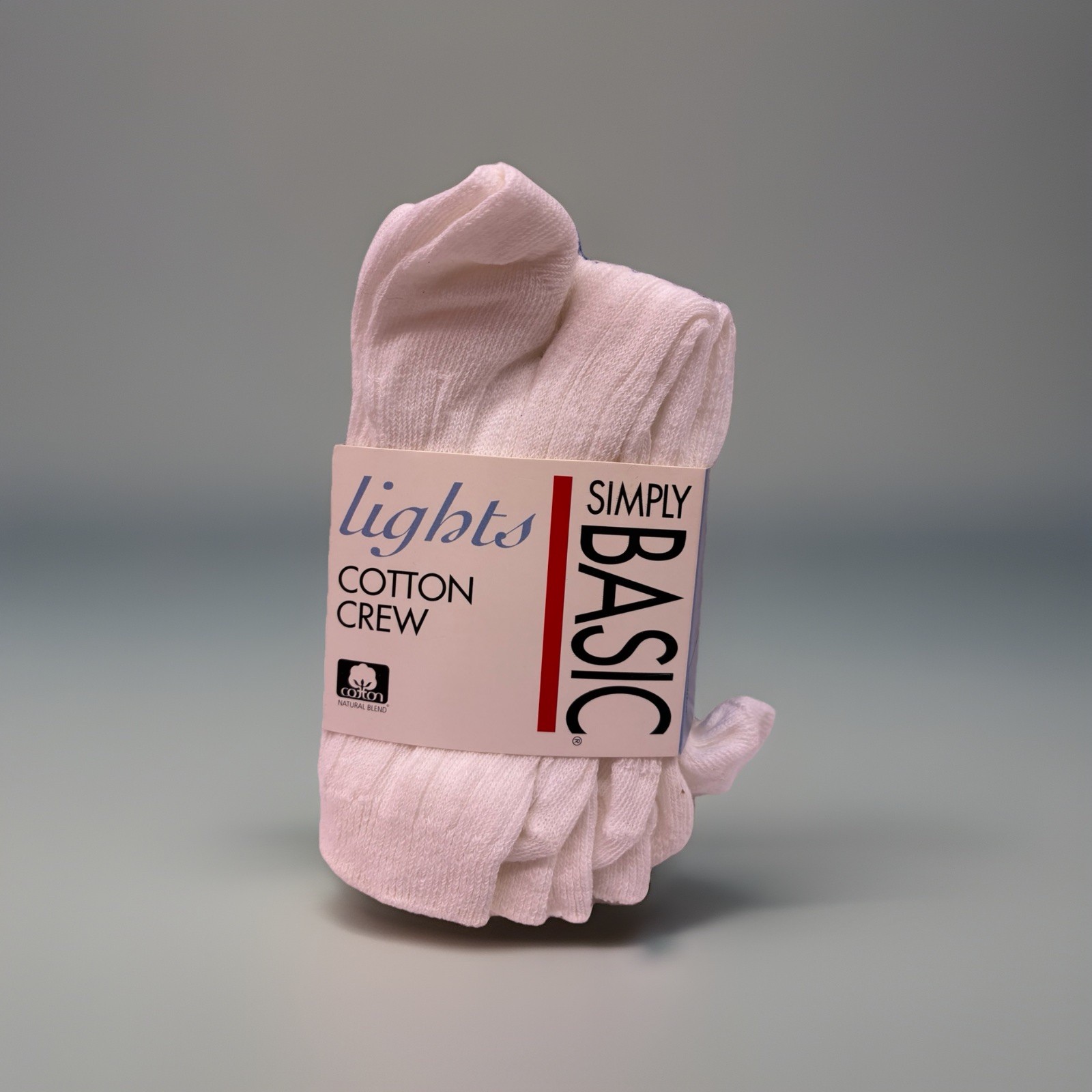NOS Vintage Simply Lights Basic White Cotton Socks 3 Pairs Size 4-10 New