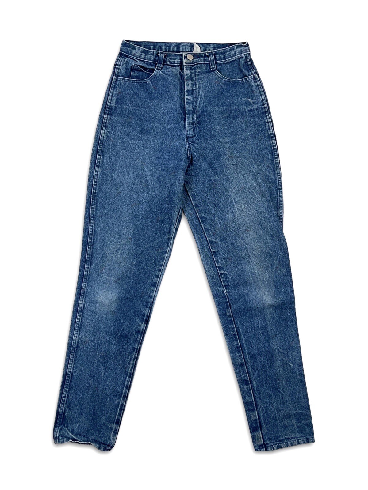 1980s Womens High Rise Tapered Leg Jeans Medium Wash 26×30