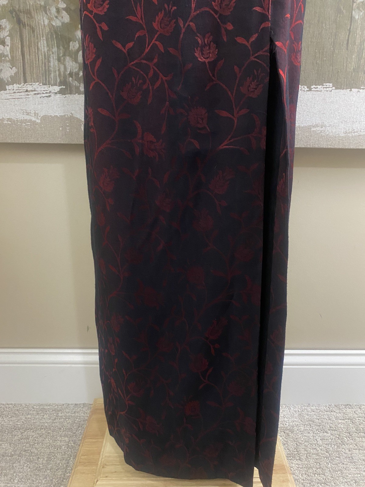 VTG J. R. NITES Black Red Strappy Metallic Split Whimsygoth Fairy Maxi Dress 10