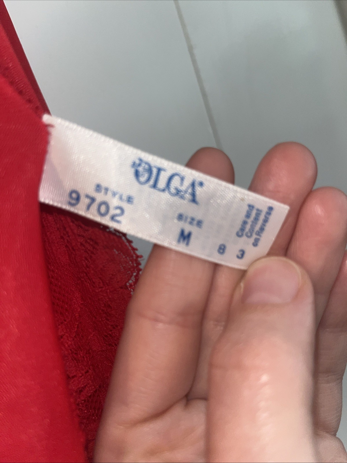 VTG OLGA Red Satin Robe Lace Trim Medium Style 9702 Long Nightgown Peignoir
