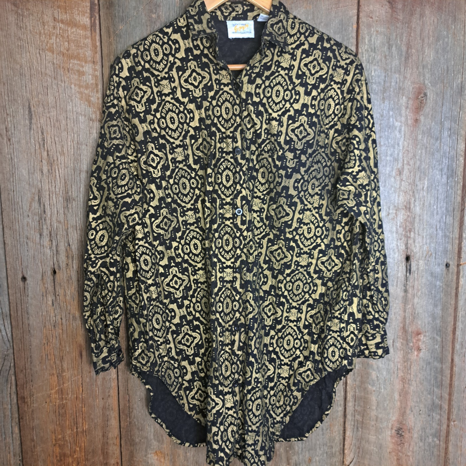 Steampunk Whimsigoth 1987 Glam Express W Small Liquid Gold Oversized Tunic Shirt