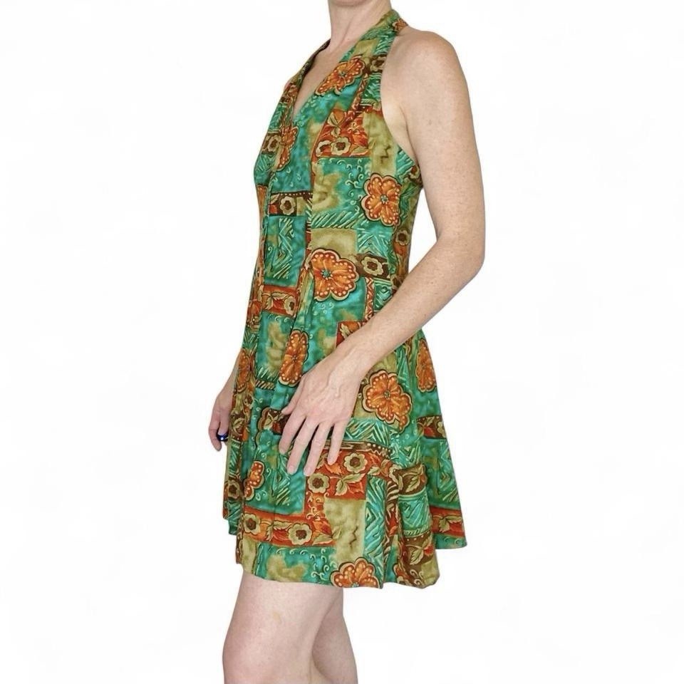 Vintage 90’s Joni Blair Teal & Orange Floral Sleeveless Mini Dress