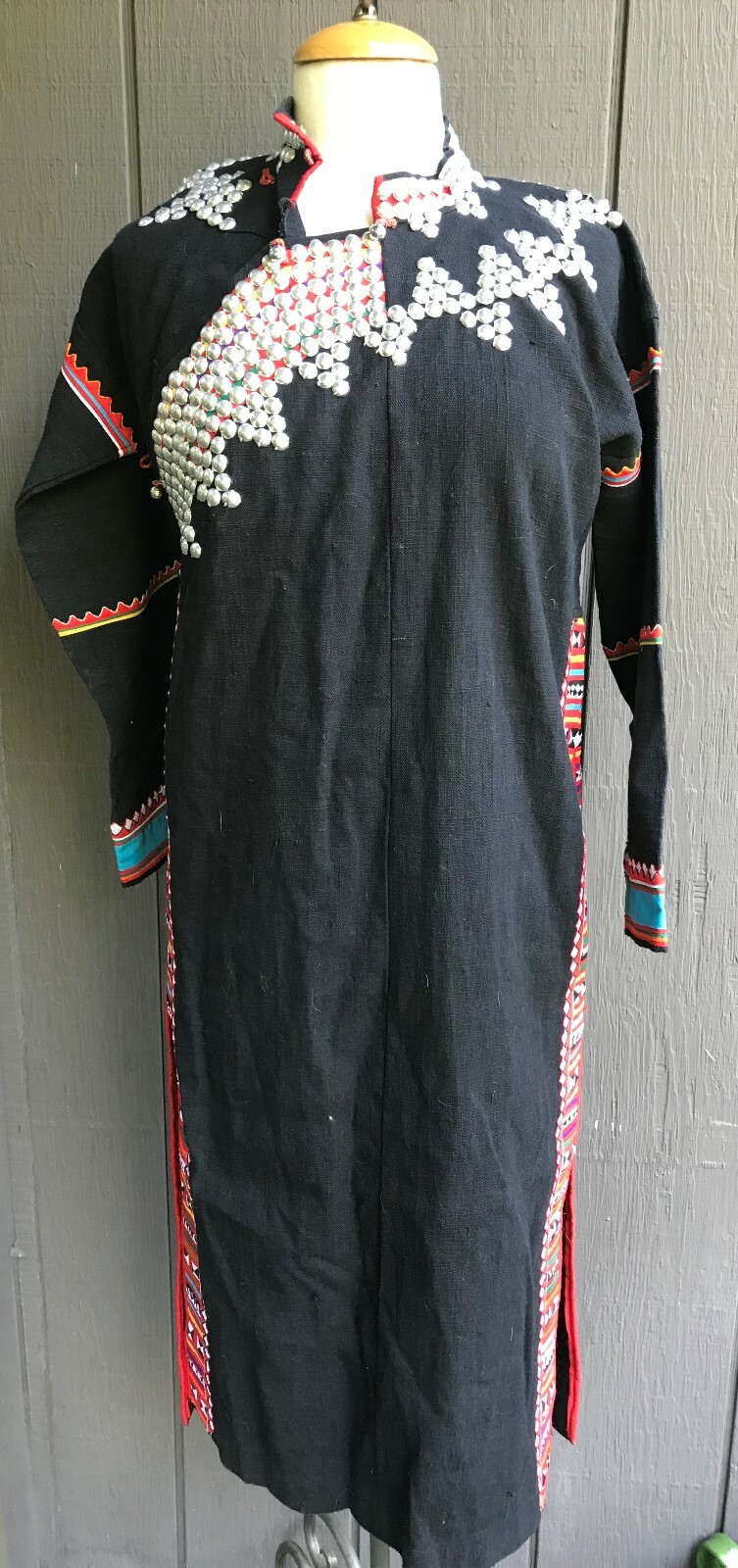 Thai Mhong Ethnic Handmade- Embroidered Vintage Long Dress , Artsy, Boho Style
