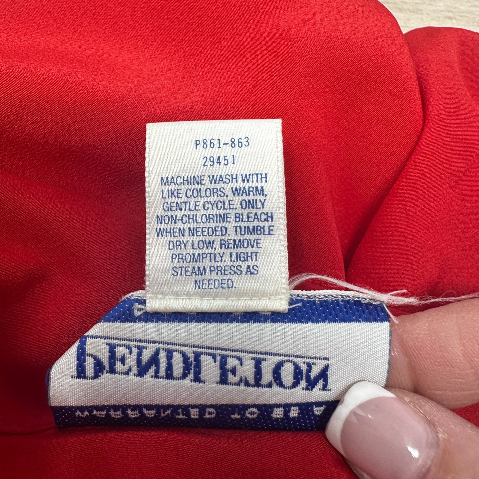 Pendleton 12 Petite Mock Neck Red Long Sleeve Blouse Top Vintage 80s