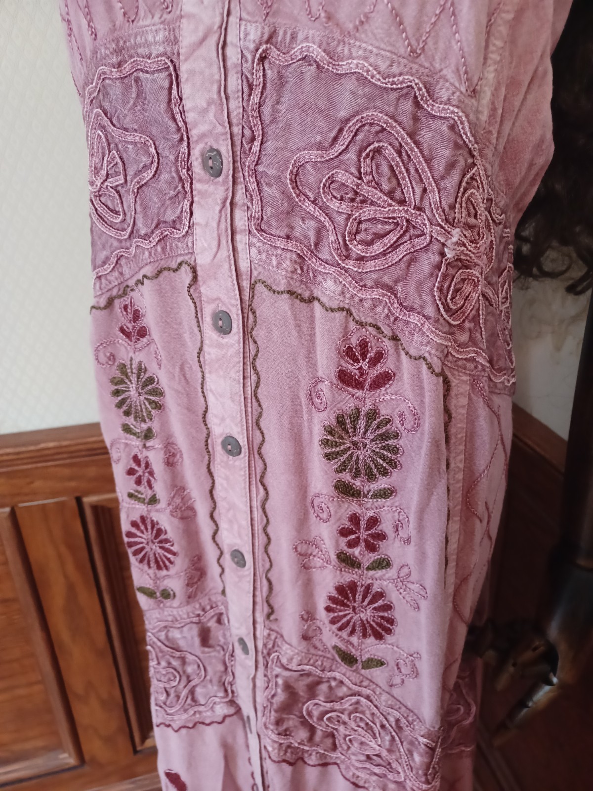 Vintage Pyramid Collection Rose Fairycore Boho Festival Embroidered Dress, 2X