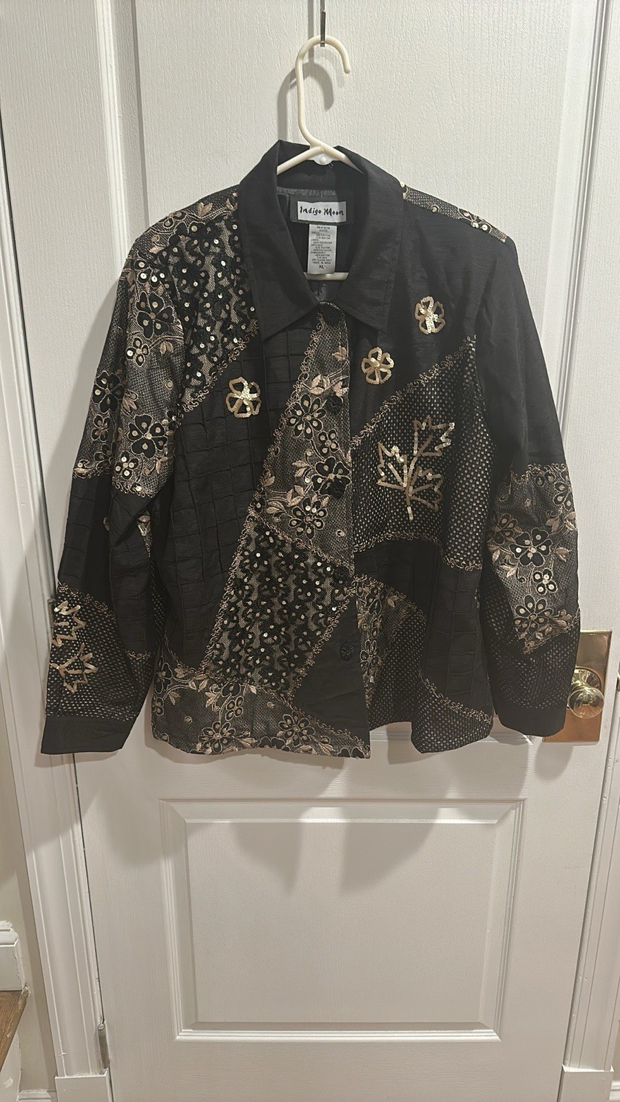 Vintage Indigo Moon Black & Gold Embroidered Jacket