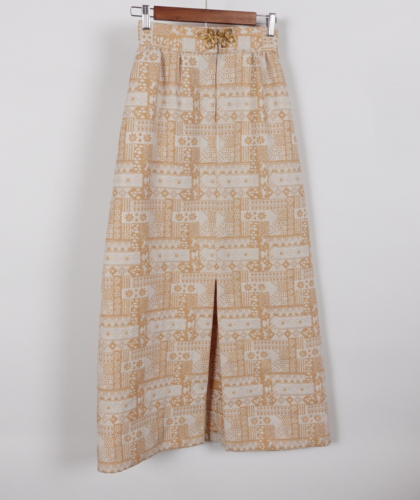 Vintage 70s Alice California Gold Textured Tapestry High Waisted Maxi Skirt Boho