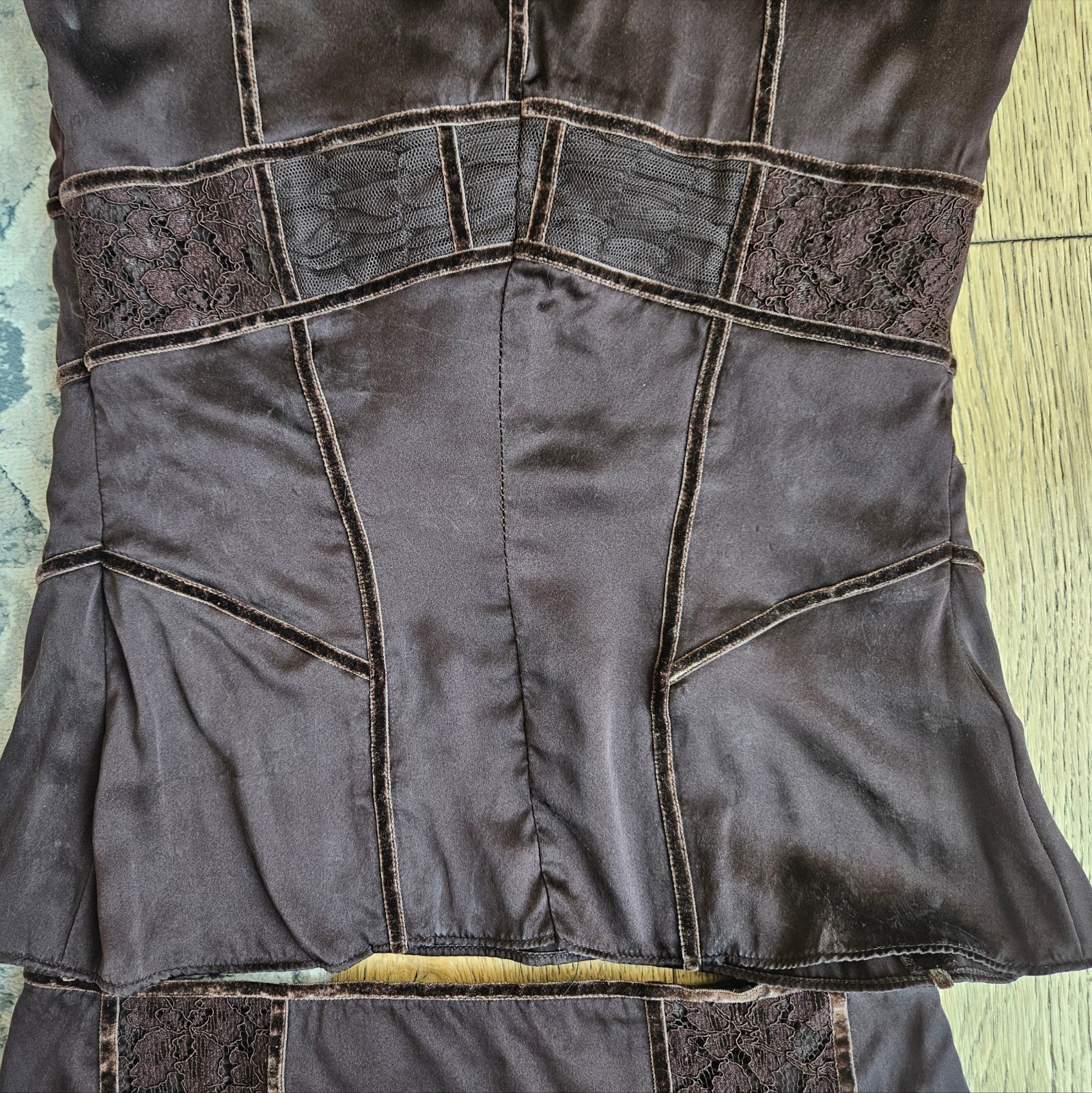 Vintage Rare Y2K Silk Embroidered Beaded Karen Millen Two Piece Set Size US 6
