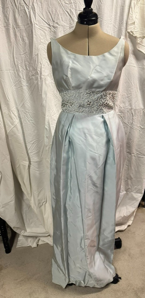 1950’s-1960’s Light Blue Vintage Evening Gown with beaded waist