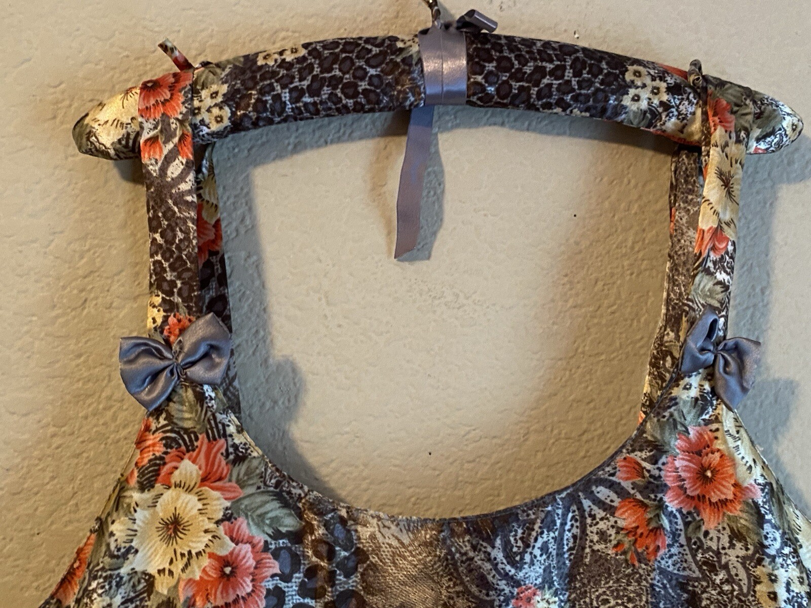Vintage Set Sante Classics Leopard Floral Satin Nightgown & Robe-M
