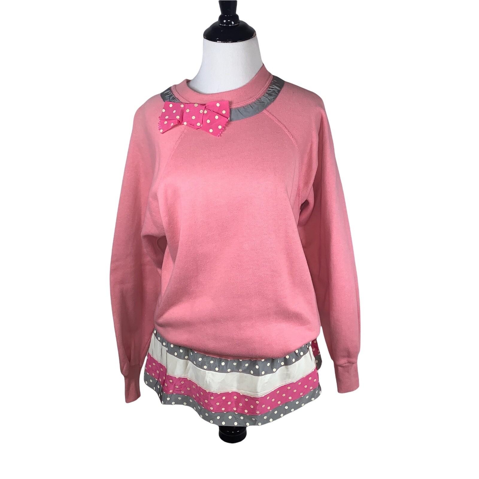 Pannill Knitting Co Women’s M Medium Sweater Vintage 1980’s Ruffles Peplum Pink