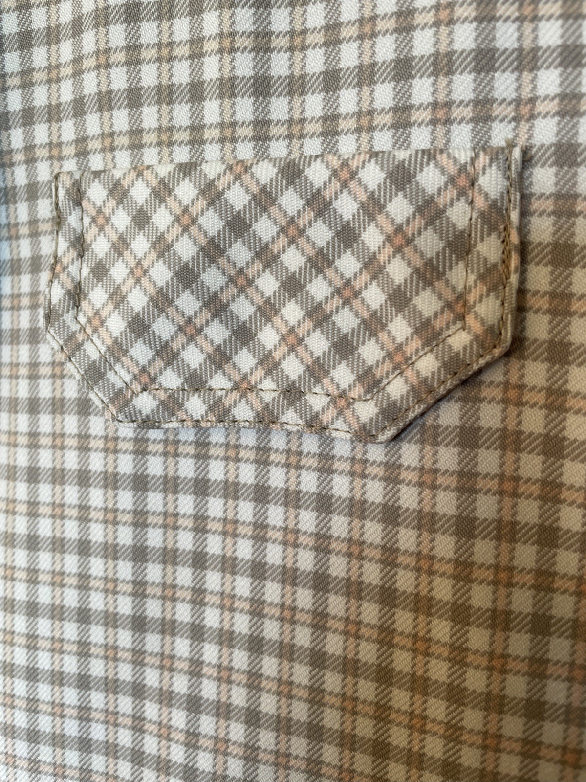 Brownstone Studio Vintage Pantsuit 1970’s Poly Double Knit Neutral Plaid Cool!