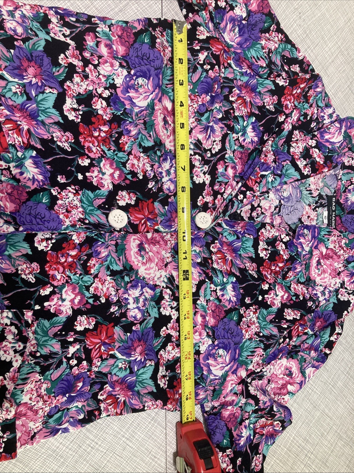 VTG 80s Sag Harbor Floral Blazer Jacket 10 Rayon USA Longline Whimsygoth Avant