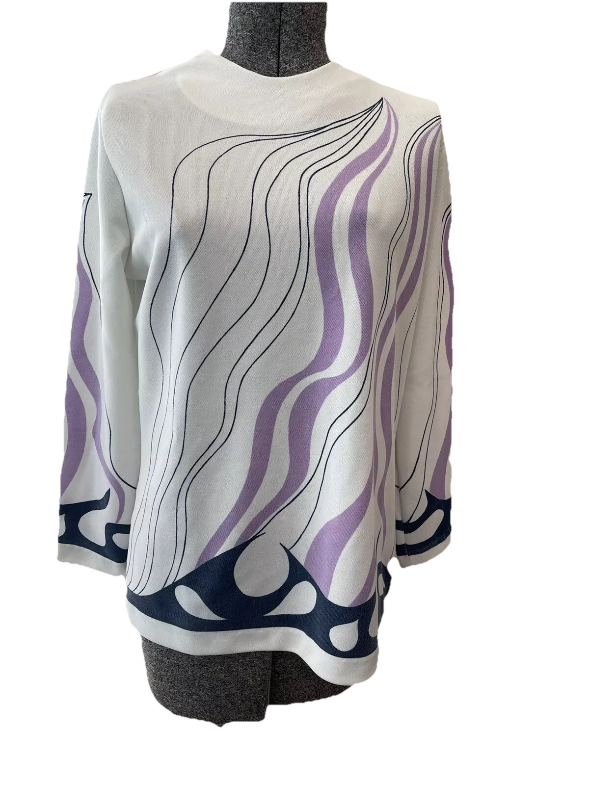 Graff California Ladies Shirt-READ Measurements-purple Swirl Mod Groovy VTG