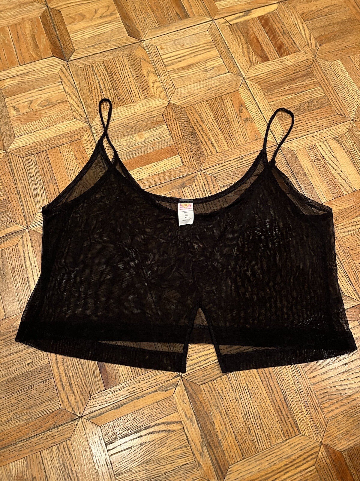 Vintage 90’s Venus Women M/L Bathing Suit Cover Up Black Sheer Mesh Cropped Goth