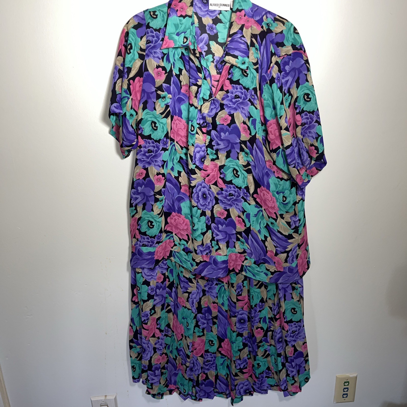 Alfred Dunner 2-piece Top/pleated Skirt Top Sz14/skirt Sz12 Floral,vintage