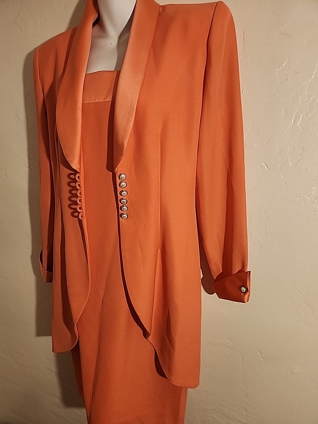 vintage 80’s dress &tux tails jacket peach j.r.nites spagetti strap 9/10 2 pc
