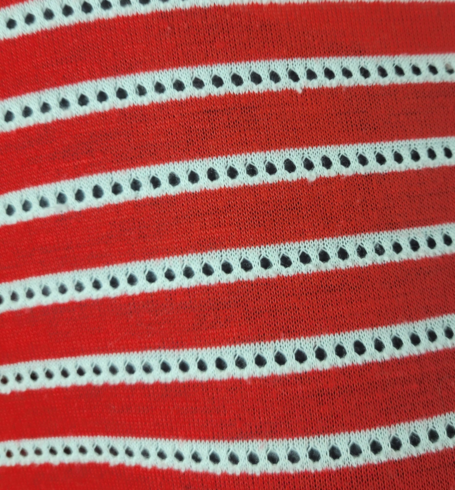 Vintage Boatneck Blouson Dress w Red & White Striped Bodice & White Skirt Size L