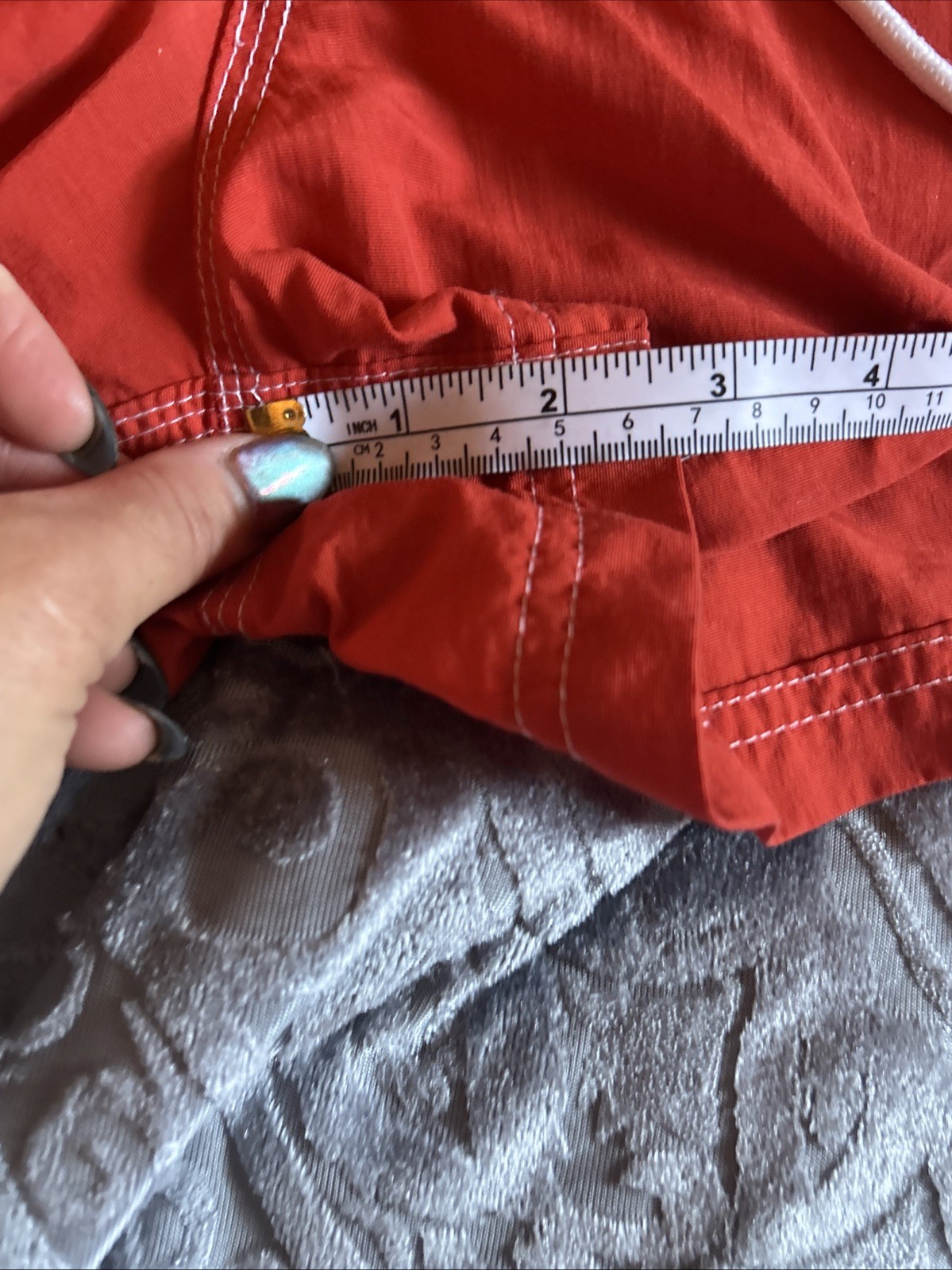 VTG Y2K/90s 5•7•9 Swim Trunks Juniors 7 Red Orange Blue Nylon Board Shorts