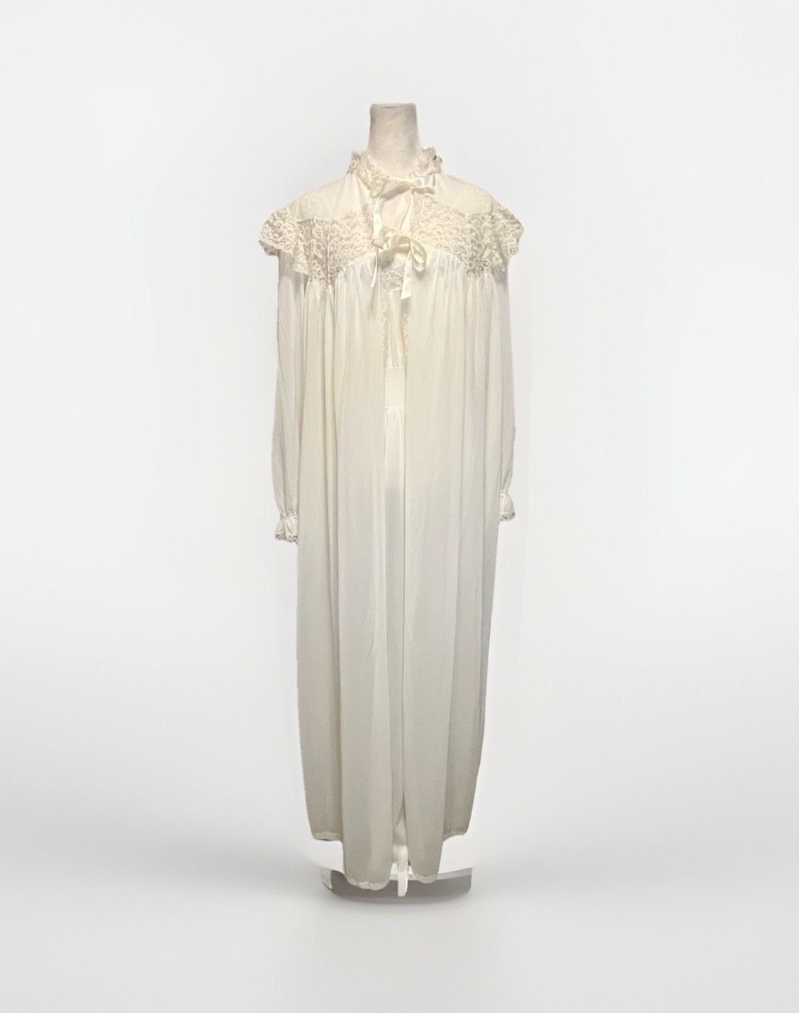 MCM Peignoir Set Radcliffe White Nightgown 2-Pc Lingerie Long 36 M Bridal VTG