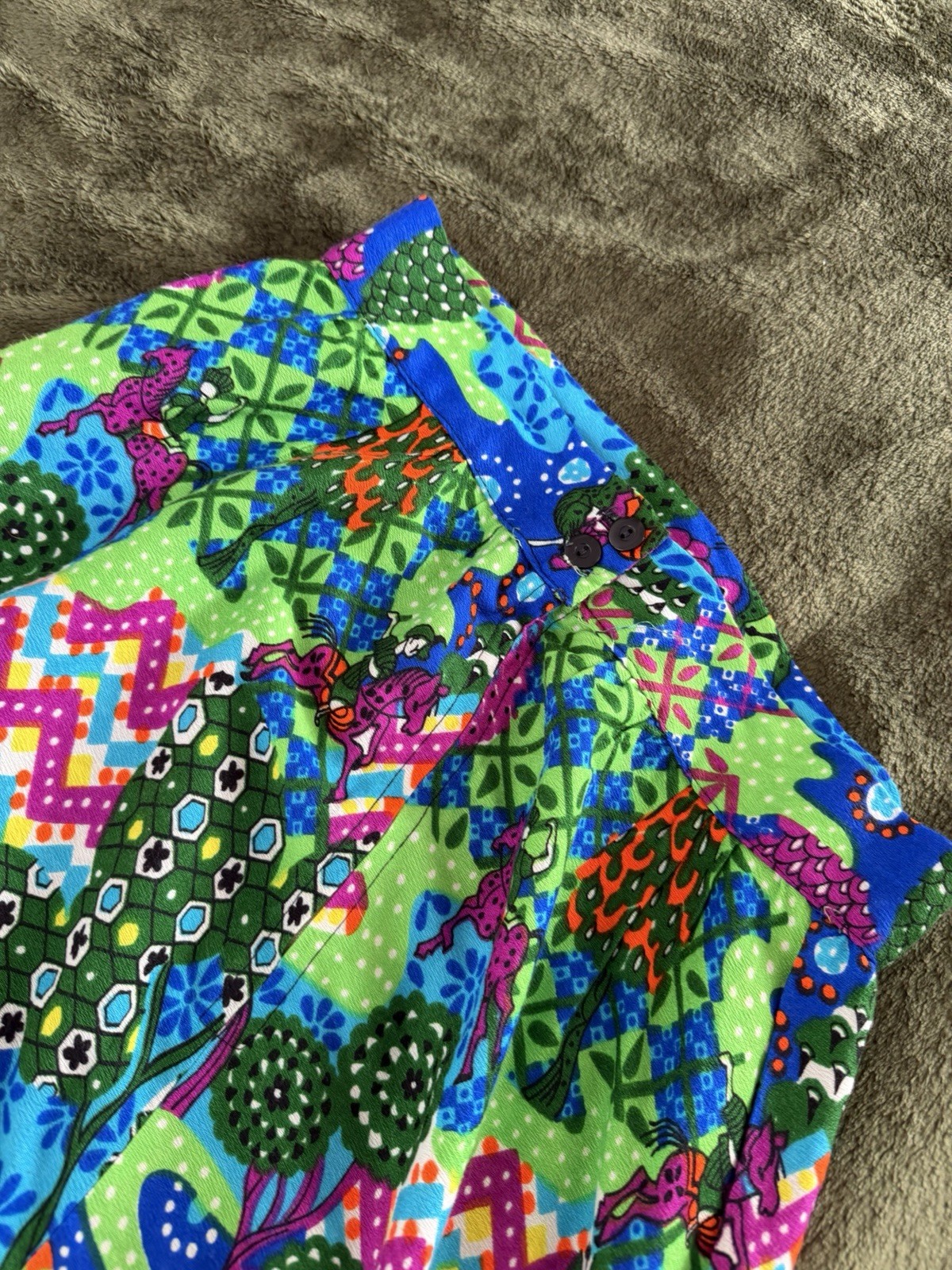 Vintage 1960’s 1970’s Retro Psychedelic Print Graphic Renaissance Maxi Skirt 29”