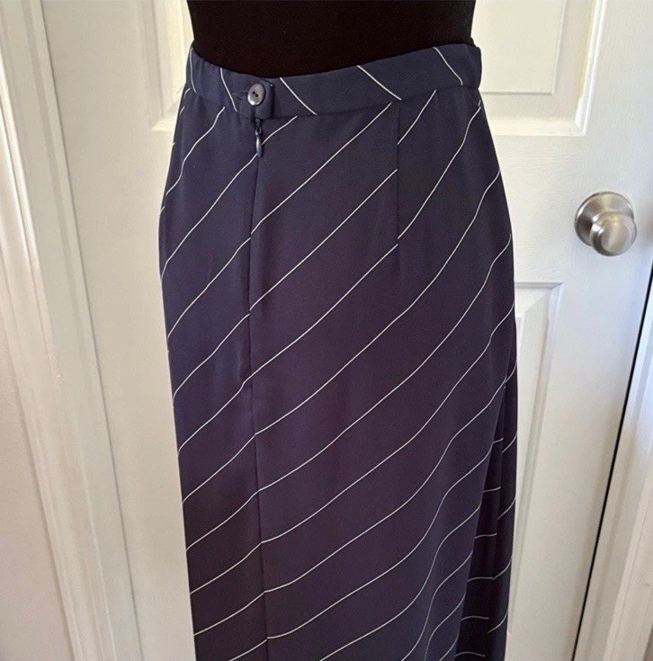 Pendleton Vintage Dark Navy and White Pinstriped Midi Skirt