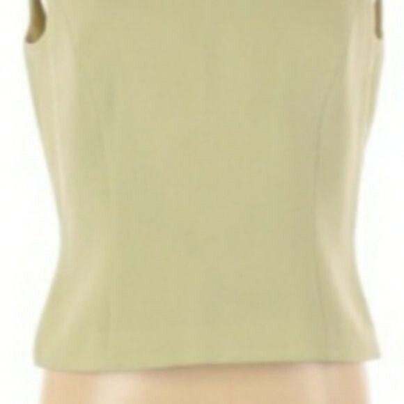 80’s Tahari Top 10 Shell Tank Pastel Pistachio Exposed Stitching Scoop Neck