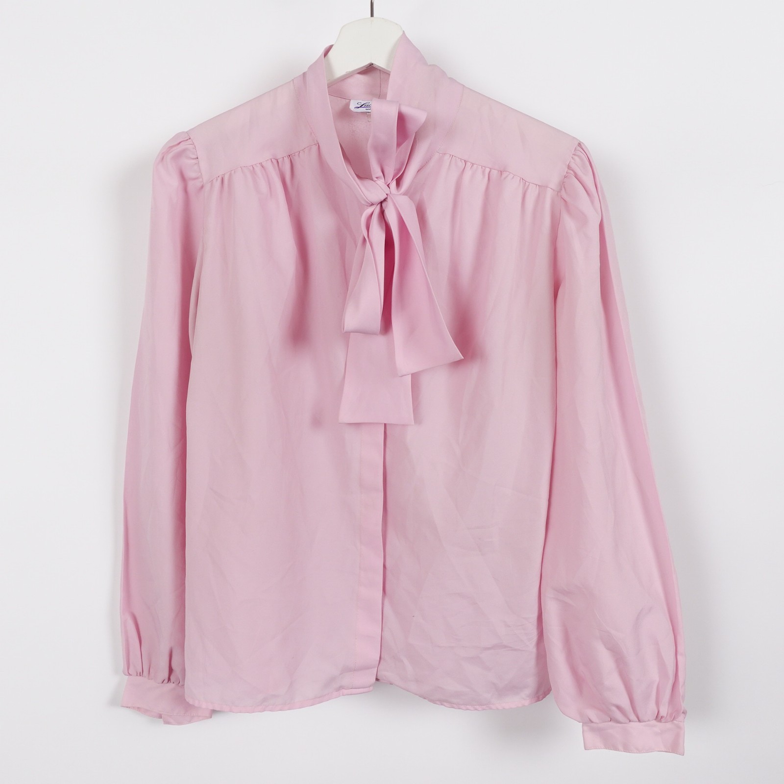 Vintage 70s Women’s Neck Tie Scarf Button Shirt Size Medium Made in USA Disco