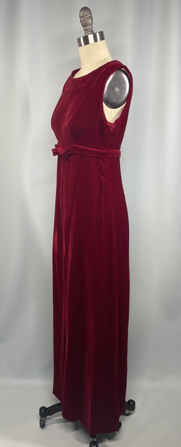 Vintage Dress SIZE SMALL red velvet long maxi heart valentines 60s 70s sheath