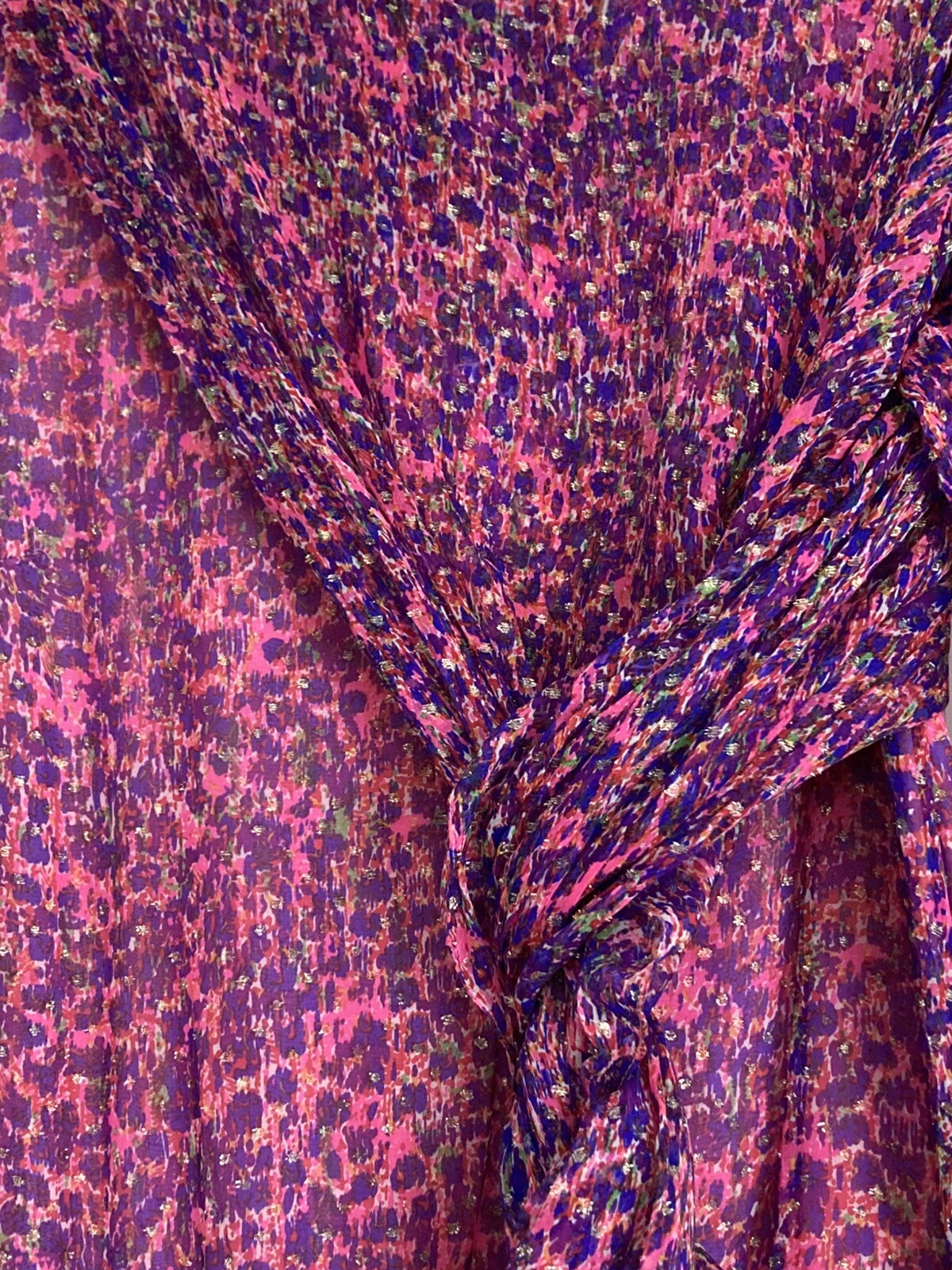 Sara Fredrick’s 1960s Vintage Pink Glitter Versatile Silk Wraparound Scarf Dress