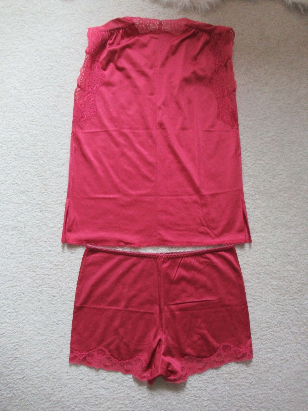 Vintage Triumph Mauve Pink Fascination Swing Lace Trim Top Shorts Lingerie Set M