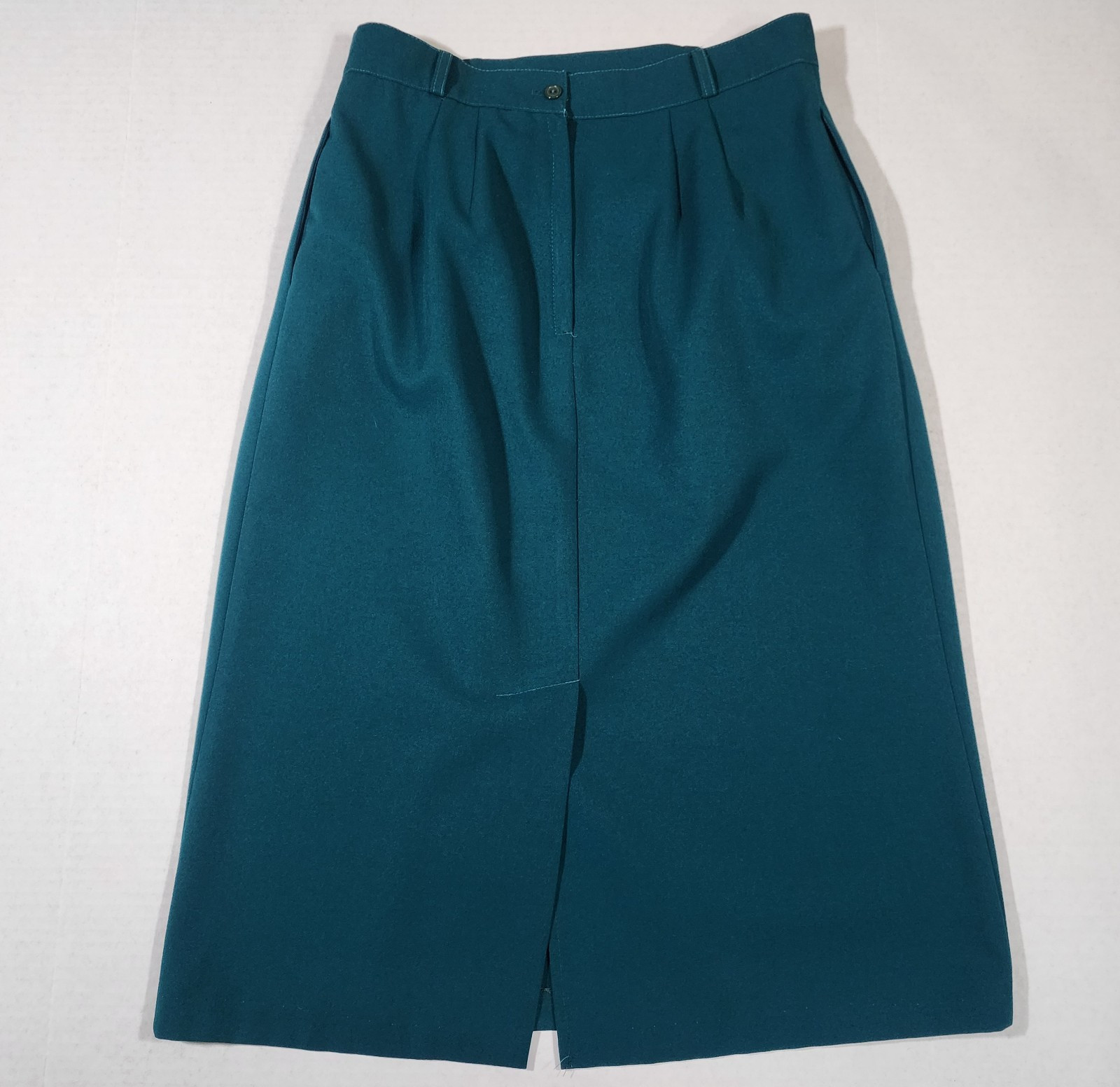 Vintage Worthington Essentials Sz 14 Blazer Skirt Suit Set Long Sleeve Green