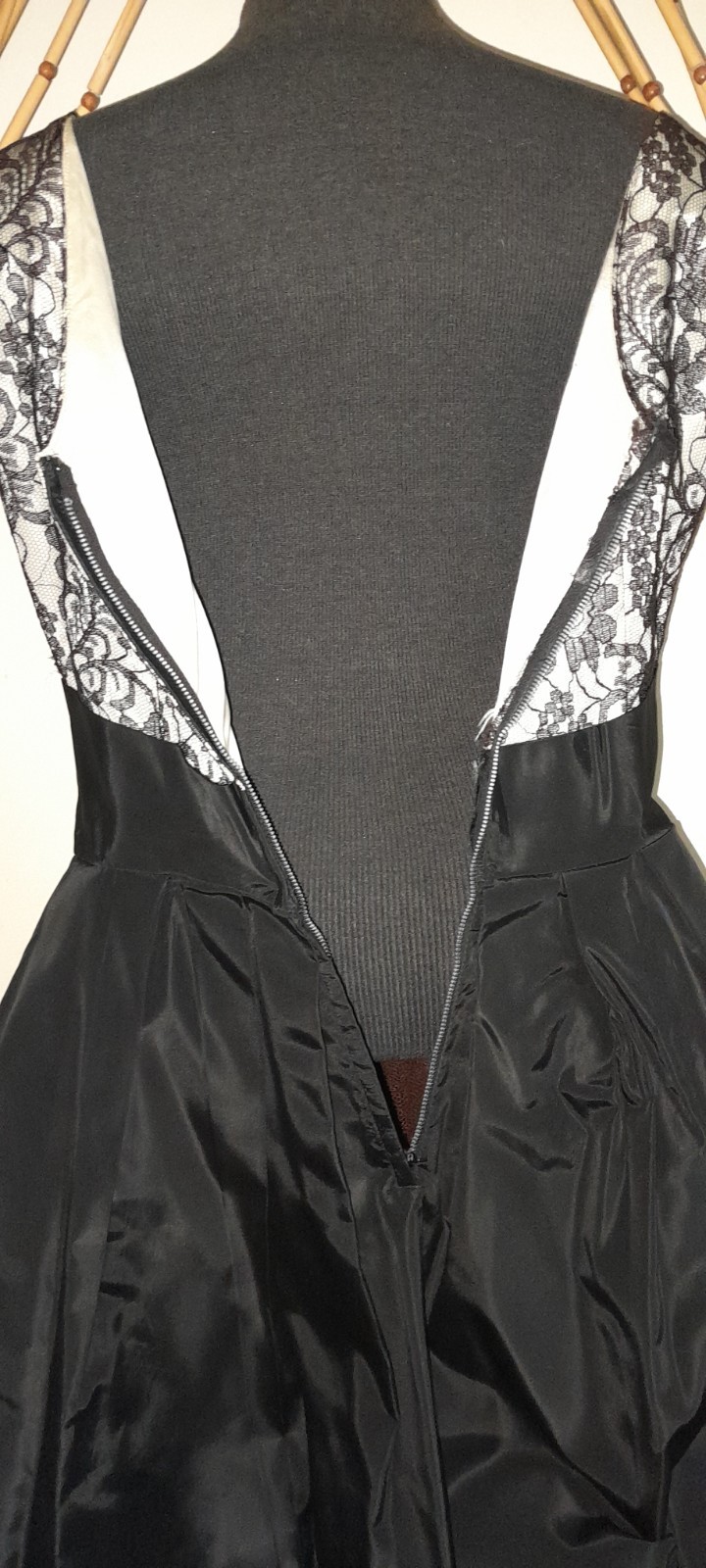 Vtg 50s Lace Illusion VLV Rare Audrey Hepburn Bow Cocktail Party Evening Dress M